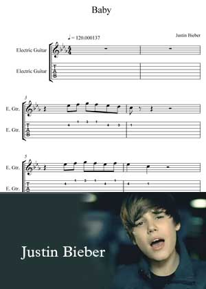 Baby By Justin Bieber With a sheet music in PDF score and a Video tutorial in songnes.com