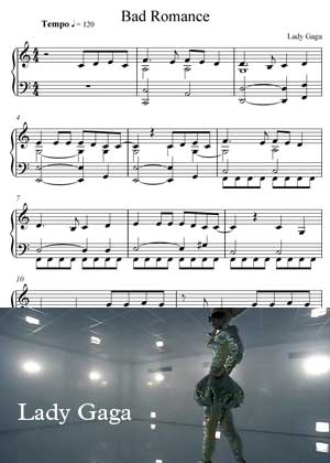 Bad Romance By Lady Gaga with sheet music in PDF and video tutorial