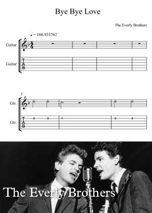 ID00049_Bye_Bye_Love By The Everly Brothers with sheet music in PDF score in songnes.com