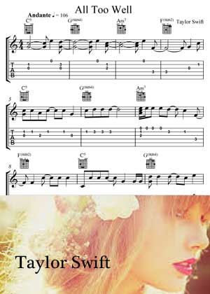 All Too Well By Taylor Swift with Sheet music in PDF