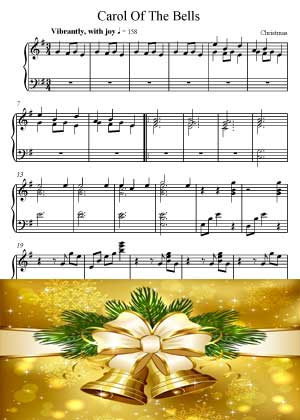 Carol Of The Bells Christmas music with sheet music in PDF