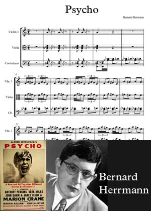 Psycho By Bernard Herrmann with sheet music in PDF and video tutorial