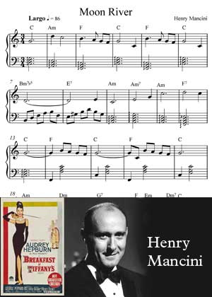 Moon River By Henry Mancini with sheet music in PDF and video tutorial