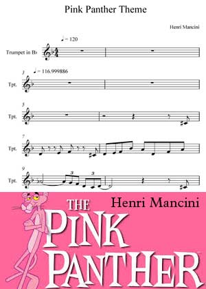 The Pink Panther By Henri Mancini Movie Theme with shett music in PDF score and a video tutorial in songnes.com