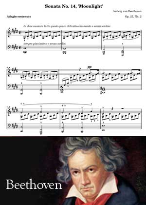 Moonlight Sonata By Beethoven with sheet music in PDF and video tutorial