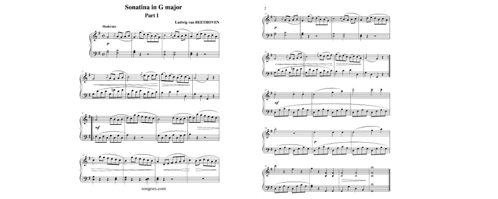 Soniatina In G Major By Ludwig Van Beethoven