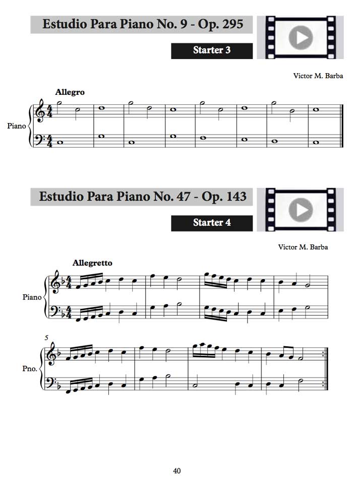 One sample page from the Piano Studies Book