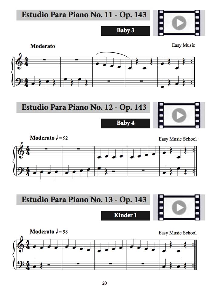 One sample page from the Piano Studies Book