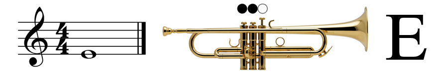The note E in the Trumpet Bb Main Banner